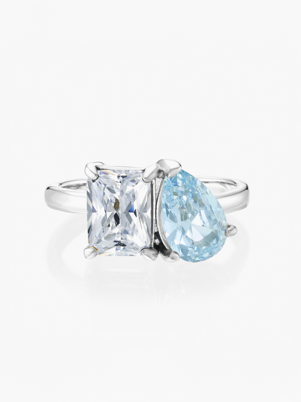 Toi Et Moi Birthstone Ring Silver